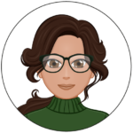 Avatar Karima : Karima est brune. Elle porte des lunettes de vue, elle à les yeux marron, et un pull de couleur vert foncé.