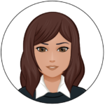 Avatar Naoual : Naoual est brune. Elle a les yeux marron & porte un chemisier blanc sous son pull noir.