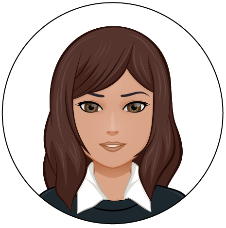 Avatar Naoual : Naoual est brune. Elle a les yeux marron & porte un chemisier blanc sous son pull noir.