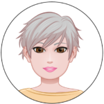 Avatar Nicole : Nicole a les cheveux gris/blanc. Elle a les yeux marron. Elle porte un haut orange pastel.