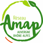 Logo du Réseau AMAP Auvergne-Rhône-Alpes, symbolisant un réseau régional de partenariats entre agriculteurs et citoyens pour une agriculture durable et de proximité.